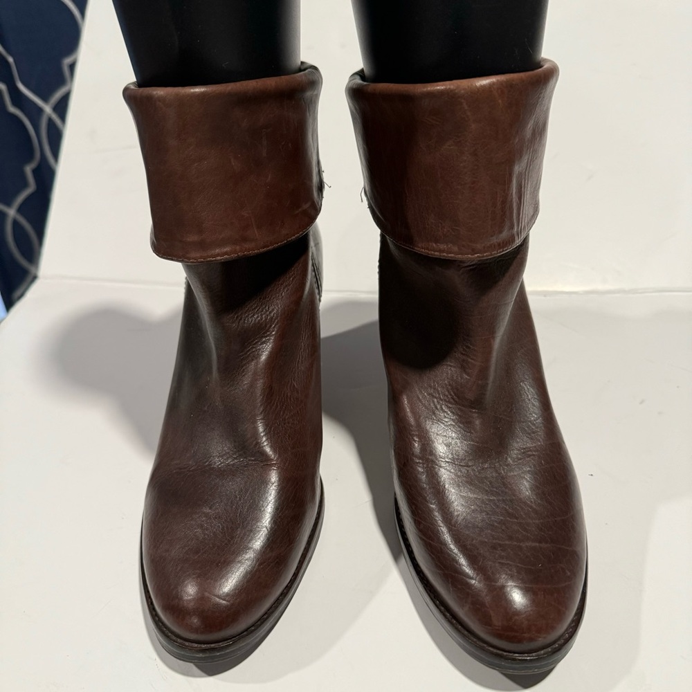Frye Leather Fold Over Ankle Boot Size 10 M